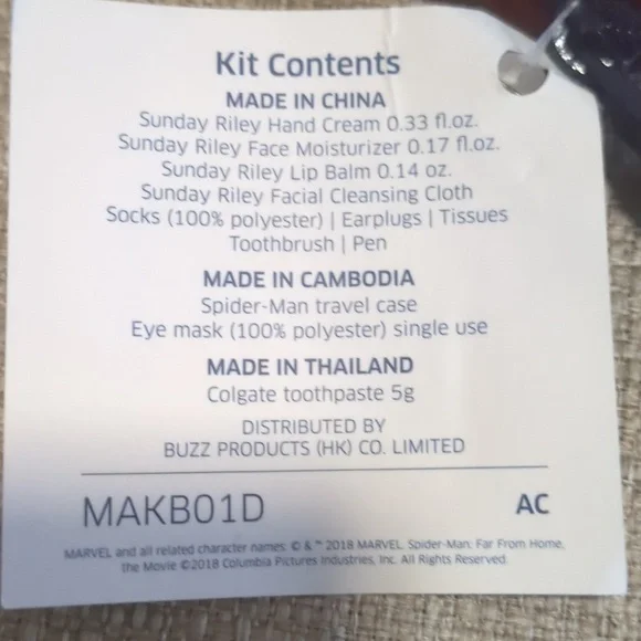 New SPIDERMAN UNITED AIRLINES Business First Class Amenity Kit Bag Unopened - Picture 7 of 7